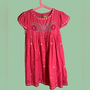 Mini Boden Pink Dress with Floral Embroidery